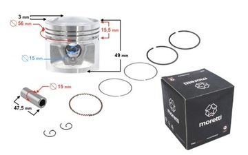 ПОРШЕНЬ MORETTI 125CC МОТОЦИКЛА 4T, ŚR:56,4 SW:15 C:23, КОМПЛЕКТ