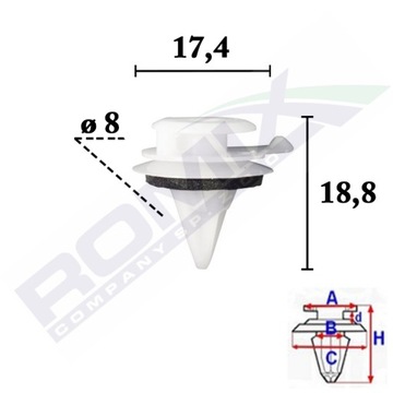 КЛИПСА НАКЛАДКИ СТЕКЛА ЛОБОВОГО 8MM LAND ROVER X5SZT