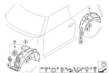 МИНИ R55 R56 R57 R58 R59 ПОДКРЫЛОК ПРАВАЯ ПЕРЕД 7266546 OE