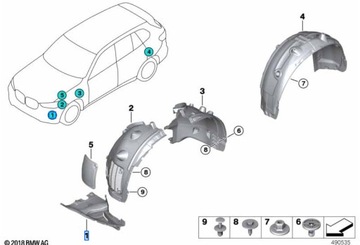 OE BMW ПРАВАЯ ТРЕУГОЛЬНИК ПОДКРЫЛКА ЗАЩИТА WNĘKI X7 G07 51757453930