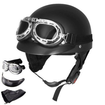 HELM MOTORRAD- HEŁM ORZESZEK LEDER HEŁM RETRO + GOGLE