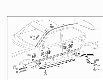 УПЛОТНИТЕЛЬ НАКЛАДКА ПОРОГА MERCEDES E CLASS W210 ЗАД