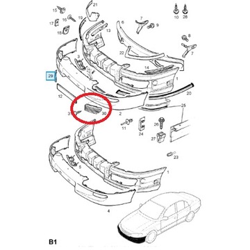 РЕШЕТКА БАМПЕРА ПЕРЕД ПРАВОЕ OPEL OMEGA B 90435370