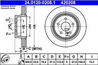 ATE ДИСК ТОРМОЗНОЙ ЗАДНИЙ 300X22 V MERCEDES C W204 07-/E A207 10-/E