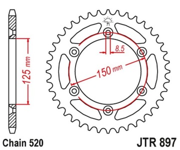 JT ЗУБЧАТКА ЗАДНЯЯ 899 53 KTM EXC/SX/EXC-F 200/250