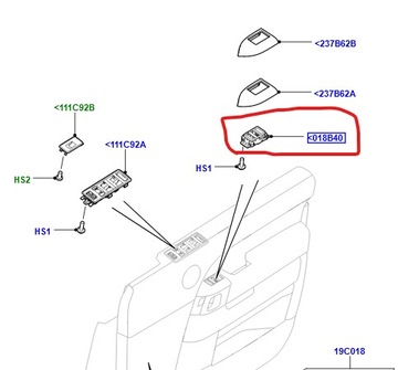 КРЕПЛЕНИЕ, WYKOŃCZENIE ПЕРЕКЛЮЧАТЕЛЯ ДВЕРЬ ЛЕВАЯ STR LAND ROVER OE LR051017