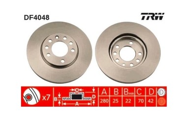 TRW ДИСКИ ТОРМОЗНЫЕ ПЕРЕД CORSA C ZAFIRA MERIVA 280MM