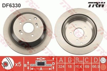 ДИСК ТОРМОЗНОЙ HYUNDAI ЗАД IX55 3,0-3,8 08- DF6330