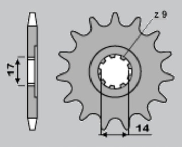 CHT ЗУБЧАТКА ПЕРЕДНЯЯ 210 14 CAGIVA MITO 50 99, PRIMA СУПЕР CITY 50 92-96 (7