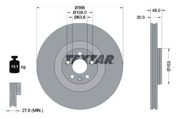 TEXTAR ДИСКИ ТОРМОЗНЫЕ ТОРМОЗНЫЕ 2 ШТУКИ. ПЕРЕД VOLVO V90 II XC60 II XC90 II