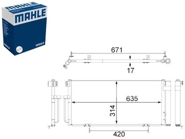 КОНДЕНСАТОР КОНДИЦИОНЕРА SUBARU IMPREZA 1.5-2.5 10.00-06.09 MAHLE