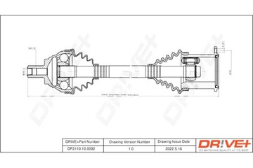 DRIVE+ ПОЛУОСЬ ПРИВОДНАЯ SKODA OCTAVIA 04-13 L