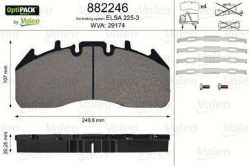 КОЛОДКИ ТОРМОЗНЫЕ VALEO 882246 ПЕРЕД ЗАД VOLVO FE FH FH II FH16 FM FM II FMX