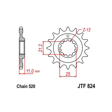 ЗУБЧАТКА ПЕРЕДНЯЯ JT JTF824,17