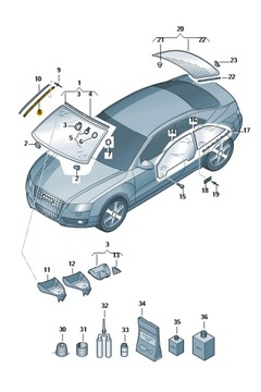 НАКЛАДКА КРЕПЛЕНИЯ USZCZELKĘ СТЕКЛА ЛЕВАЯ AUDI A5 B8