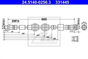 ATE 24.5140-0256 ПАТРУБОК ТОРМОЗНОЙ ГИБКИЙ