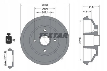 БАРАБАН ТОРМОЗНОЙ TEXTAR 94043000 OPEL SUZUKI SUBARU