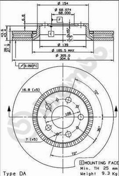 ДИСК ТОРМОЗНОЙ BREMBO 09.9130.75