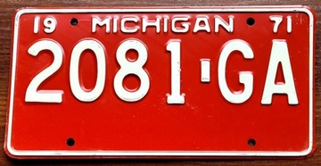 MICHIGAN 1971 - ТАБЛИЦА РЕГИСТРАЦИОННАЯ Z USA