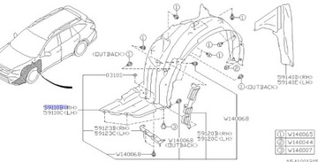ПОДКРЫЛОК ПРАВАЯ ПЕРЕД SUBARU OUTBACK USA 2019-2022 ОРИГИНАЛ