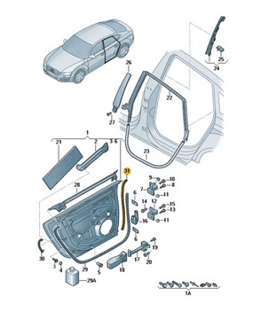 УПЛОТНИТЕЛЬ ДВЕРЬ ZEWNĘTRZ НИЗ ПРАВОЕ AUDI A7 C7 ЗАД ОРИГИНАЛ OD ASO