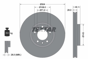 TEXTAR - 92232305 - ДИСК ТОРМОЗНОЙ PEUGEOT P. 308 13-/508 10-/407