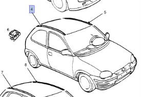 90428148 НАКЛАДКА НА КРЫШУ ПРАВОЕ OPEL CORSA-B