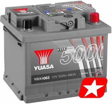 YUASA YBX5063 АККУМУЛЯТОР 50AH 480A P+