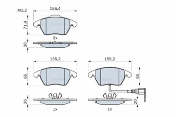 BOSCH КОЛОДКИ ТОРМОЗНЫЕ ПЕРЕД Z INSTRUKCJĄ МОНТАЖА Z PODKŁADKĄ