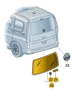 СТЕКЛО ЗАДНЯЯ ТОНИРОВАНОЕ С ПОДОГРЕВОМ КРЫШКИ БАГАЖНИКА VW CADDY