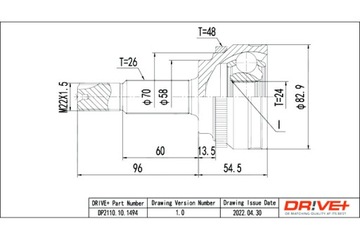 DRIVE+ ШАРНИР ПОЛУОСИ ВНЕШНИЙ TOYOTA COROLLA 1.8VVTL 02- ABS 24 58