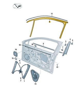 SKODA НАПРАВЛЯЮЩАЯ СТЕКЛА РАМЫ ПЕРЕДНЕГО ПРАВАЯ ПЕРЕД SUPERB 3V0837432AA5AP