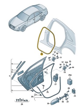 УПЛОТНИТЕЛЬ ДВЕРЬ ЗАД ВНУТРЕННЯЯ AUDI A8 D4 LONG ASO