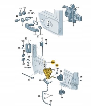VW OE ОРИГИНАЛ. ЗАМОК ДВЕРЬ СДВИЖНЫХ ПРАВЫХ CADDY