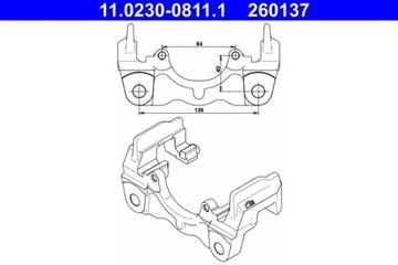 СКОБА СУППОРТА ТОРМОЗНОЙ ЗАД VW MULTIVAN V, TOUAREG, TRANSPORTER V 1 ATE