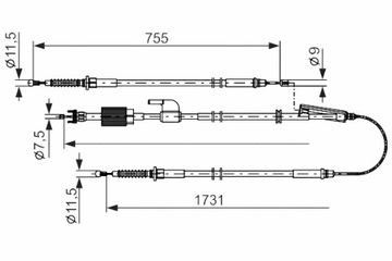 BOSCH ТРОС ТОРМОЗНОЙ РУЧНОГО СЕРЕДИНА 1731MM 755MM OPEL ZAFIRA C