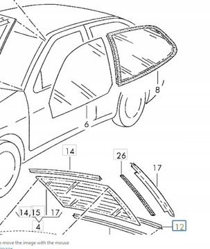 УПЛОТНИТЕЛЬ СТЕКЛА VW POLO 99 ЗАДНЯЯ НИЖНЯЯ OEM