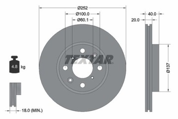 TEXTAR 92148903 ДИСК ТОРМОЗНОЙ