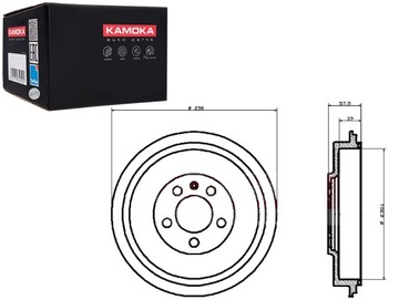 БАРАБАНЫ ТОРМОЗНЫЕ 2 ШТУКИ. SKODA OCTAVIA 96'-04' ROOMSTER 06'-10' KAMOKA