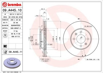 BREMBO 09.A445.11 ДИСК ТОРМОЗНОЙ