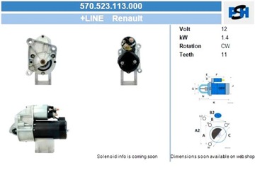 BV PSH СТАРТЕР RENAULT 1.4 KW СТАРТЕР