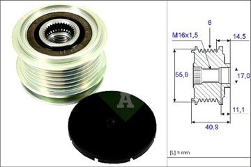 INA КОЛЕСО ШКИВ ГЕНЕРАТОРА AUDI A1 A2 A3 A4 B5 A4 B6 A4 B7 A6 C5 A6