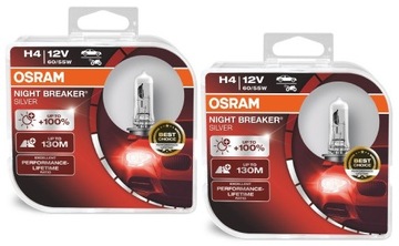 OSRAM ЛАМПОЧКА H4 12V 60/55W NIGHT BREAKER SILVER DO +100% DUO BOX