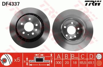 TRW DF4337 ДИСК ТОРМОЗНОЙ 300X20 V 5-OTW SAAB 9-5