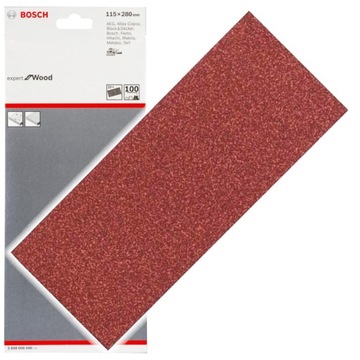 ПАПІР ŚCIERNY BOSCH C430 115X280 GR.100 ДЕРЕВО FARBA 14 ОТВОРІВ OP. 10 ШТ