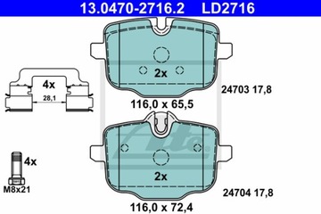 КОЛОДКИ ТОРМОЗНЫЕ ATE CERAMIC ATE 13.0470-2716.2