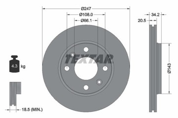 TEXTAR 92043103 ДИСК ТОРМОЗНОЙ