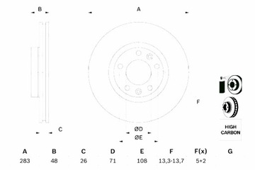 BOSCH ДИСКИ ТОРМОЗНЫЕ ТОРМОЗНЫЕ 2 ШТУКИ. ПЕРЕД PEUGEOT 407 508 508 I 1.6-2.2D