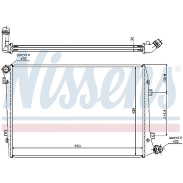 РАДИАТОР, СИСТЕМА ОХЛАЖДЕНИЯ ДВИГАТЕЛЯ NISSENS 65291A