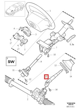 ВАЛ РУЛЕВОЙ КОЛОНКИ РУЛЕВОЙ VOLVO XC70 II 05-07R